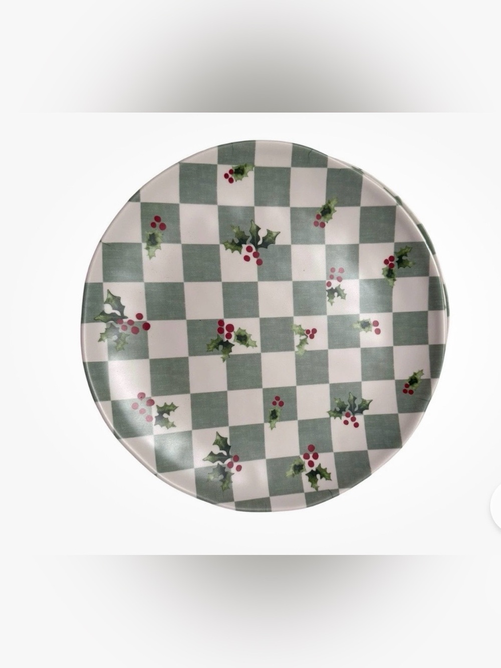 C&C California Christmas Holly Check Dinner Plates Set of 4 Melamine 11” - Picture 3 of 6
